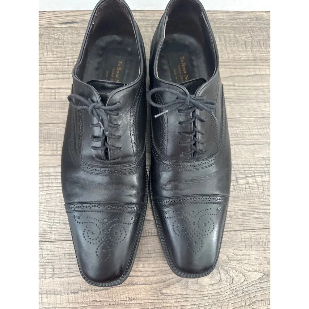 To Boot New York Adam Derrick Black Leather Brogue Cap Toe Oxfords 10.5 2848